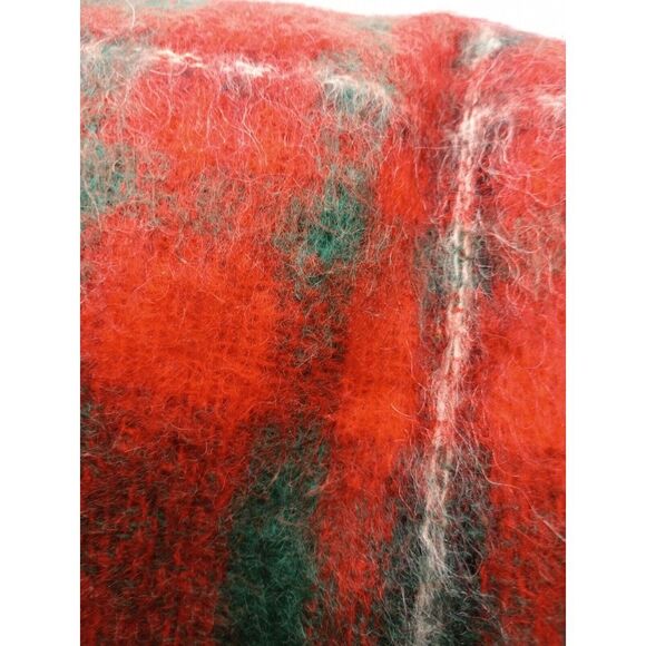 Vintage Heather Brae Mohair Scotland Throw Blanket Red 52" X 62" Christmas Wool - Picture 5 of 7